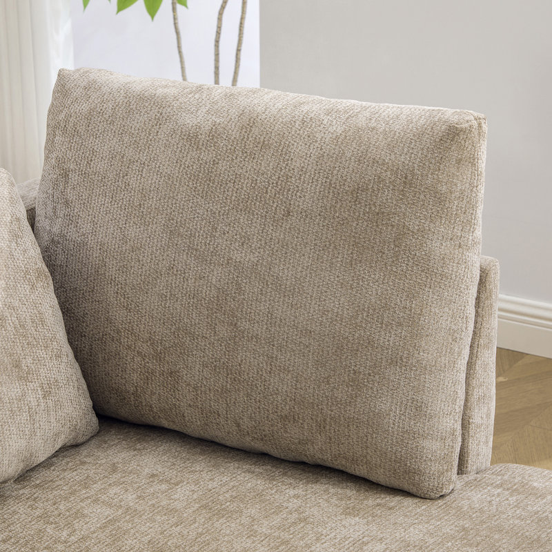 Chaise longue moderne de 50 po avec accoudoir gauche, fauteuil inclinable en chenille avec coussins décoratifs pour salon, chambre à coucher, coin lecture