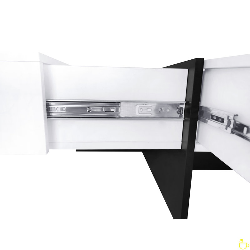 Coffee Table With 4 Hidden Storage Compartments, Square Cocktail Table With Extendable Sliding Tabletop, UV High-Gloss Design Center Table
