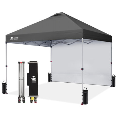 10 Ft. W x 10 Ft. D Steel Pop-Up Canopy Beach Tent with 1 Side Wall