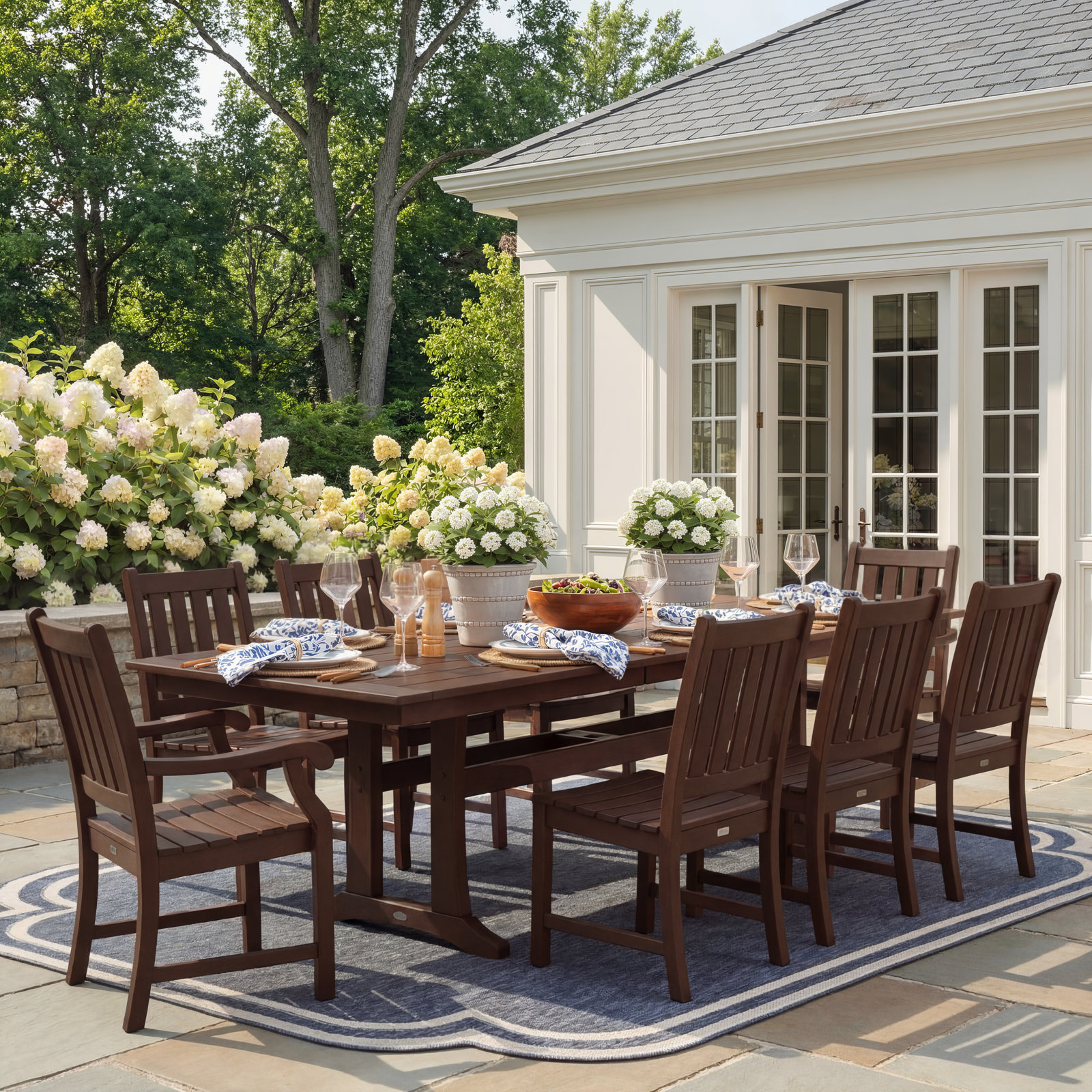 POLYWOOD® Verlyn 96" Patio Dining Set, Teak