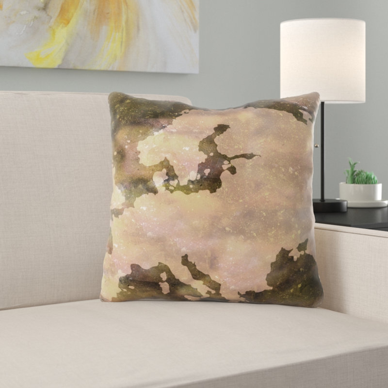 Housse et insert de coussin carré Ortego, Microsuède, Intérieur, Brun / noir