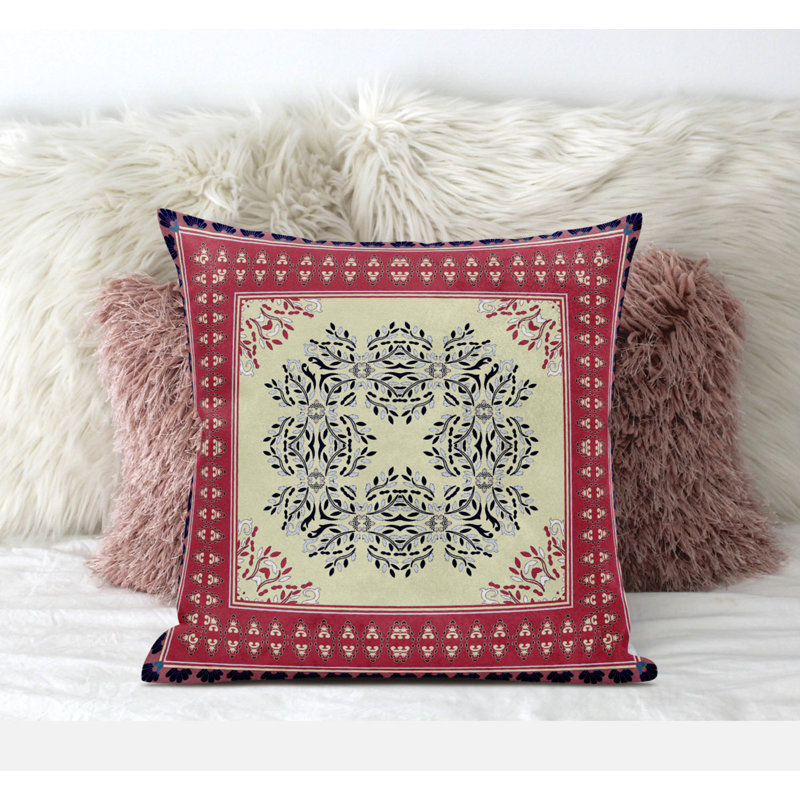 Geometric Reversible Throw Pillow, 18" x 18", Pink Grey
