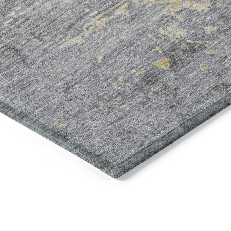 Tapis intérieur / extérieur doré lavable à la machine Xhevrie, Tapis de couloir 2 pi 3 po x 7 pi 6 po