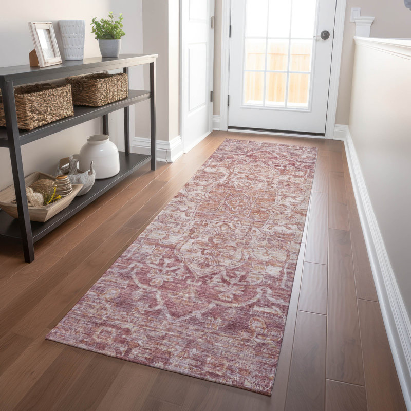 Machine Washable Indoor/Outdoor Xhevrie Paprika Rug, Runner 2'3" x 7'6"