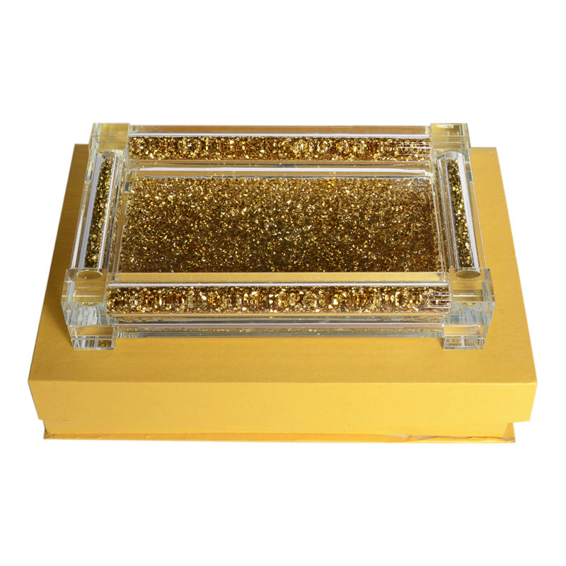 Costella Glass Tray, Gold