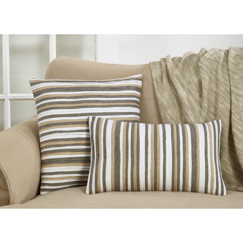 22" Neutral Cotton Pleated Decorative Pillow Cover