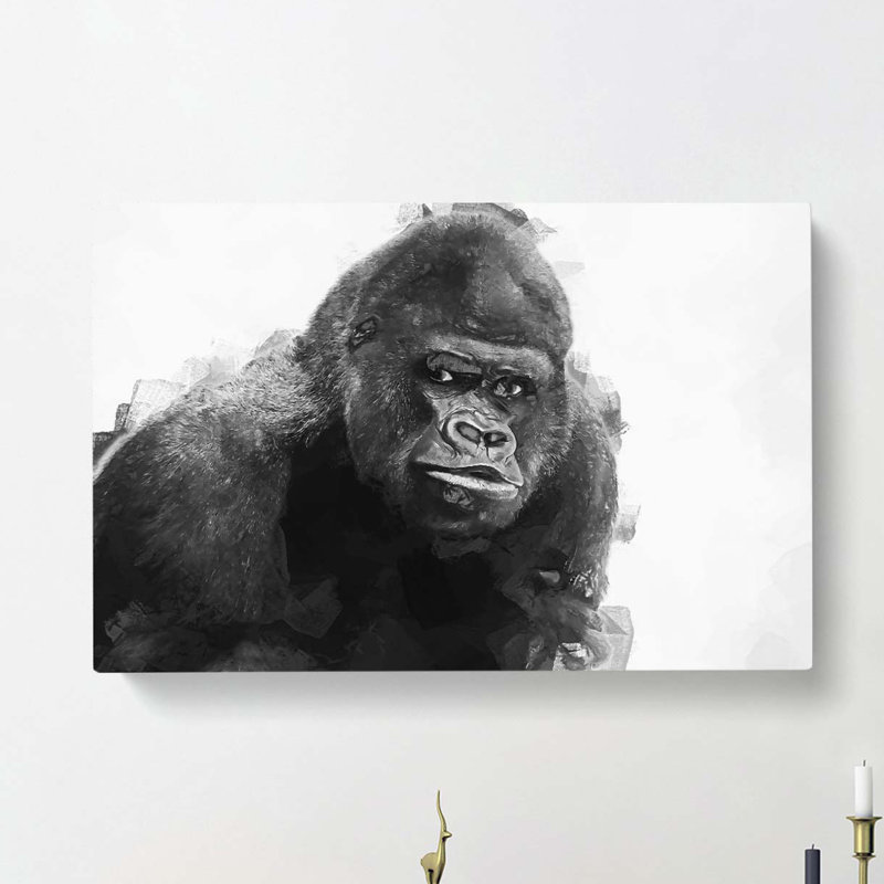 A Silverback Gorilla In Abstract - Wrapped Canvas, 40cm H x 60cm W x 3cm D
