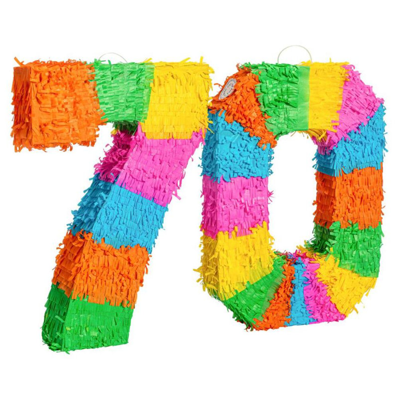 Fax Potato - Pinata Set with Stick & Blindfold - 70th Birthday / Anniversary - Rainbow