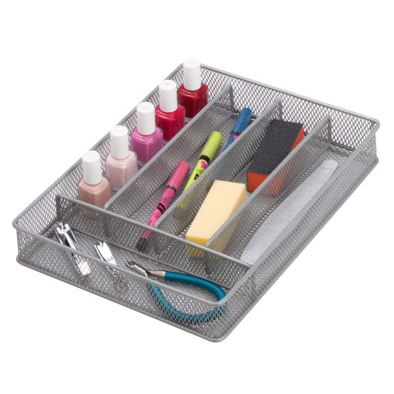 Honey-Can-Do Silver Steel Mesh 5-Compartment Drawer Organizer