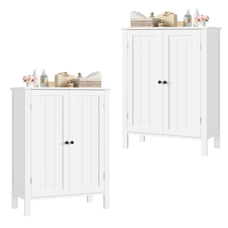 Armoire de salle de bain autoportante blanche 31,5 po avec tablette réglable et armoire de rangement (ensemble de 2)