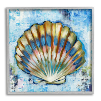 " Blue Clam Seashell " Acrylic Painting