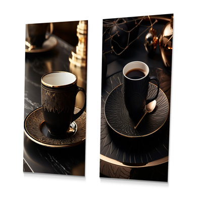 Black Coffee Espresso Eclipses - Ensemble de 2 décorations murales café en métal