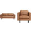 Ensemble de fauteuils et canapé en cuir véritable 2 pièces Nataniel-885870952