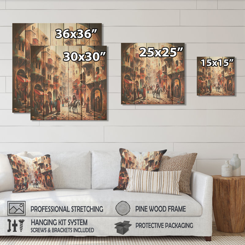 Mexican Market Day II - Mexican Art On Wood Print, 15" H x 15" W