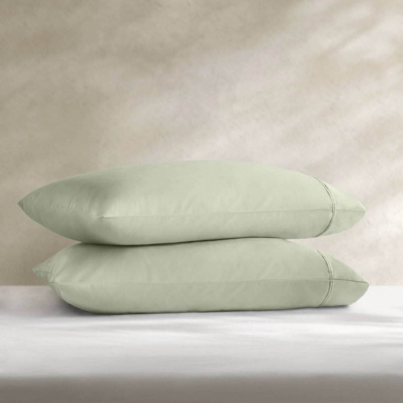 2-Piece King Sateen Cotton Pillowcase Set, Green