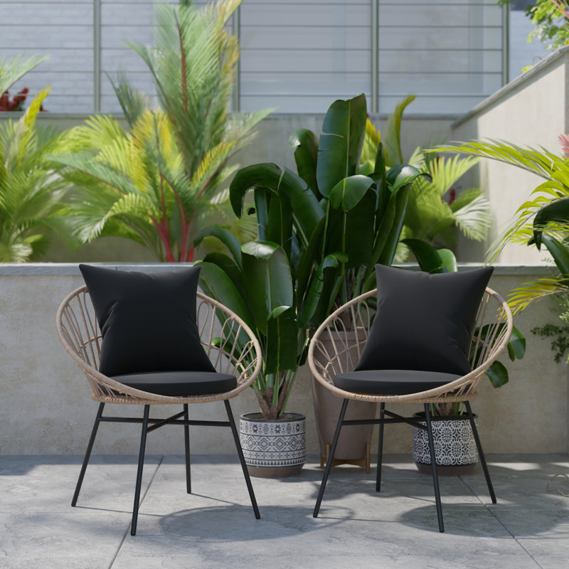 Harleysville Wicker Outdoor Lounge Chair, Black
