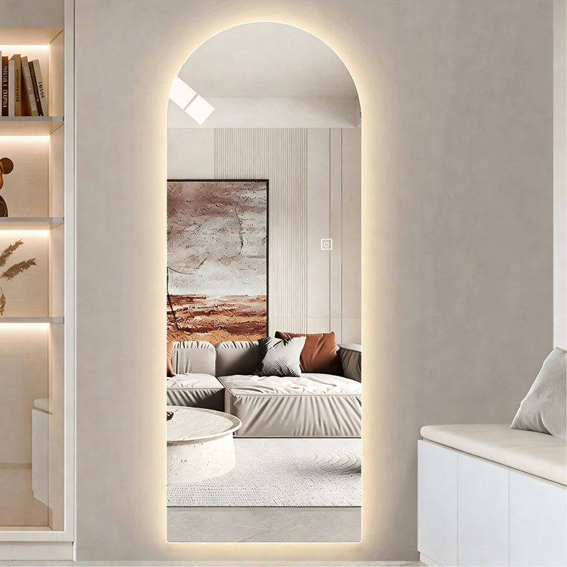 65" X 21" Full Length Led Mirror With 3 Color Temperatures, Shatterproof Backing, For Dressing - Adjustable Lighting, Hd Copper Glass, Modern Bedrooms