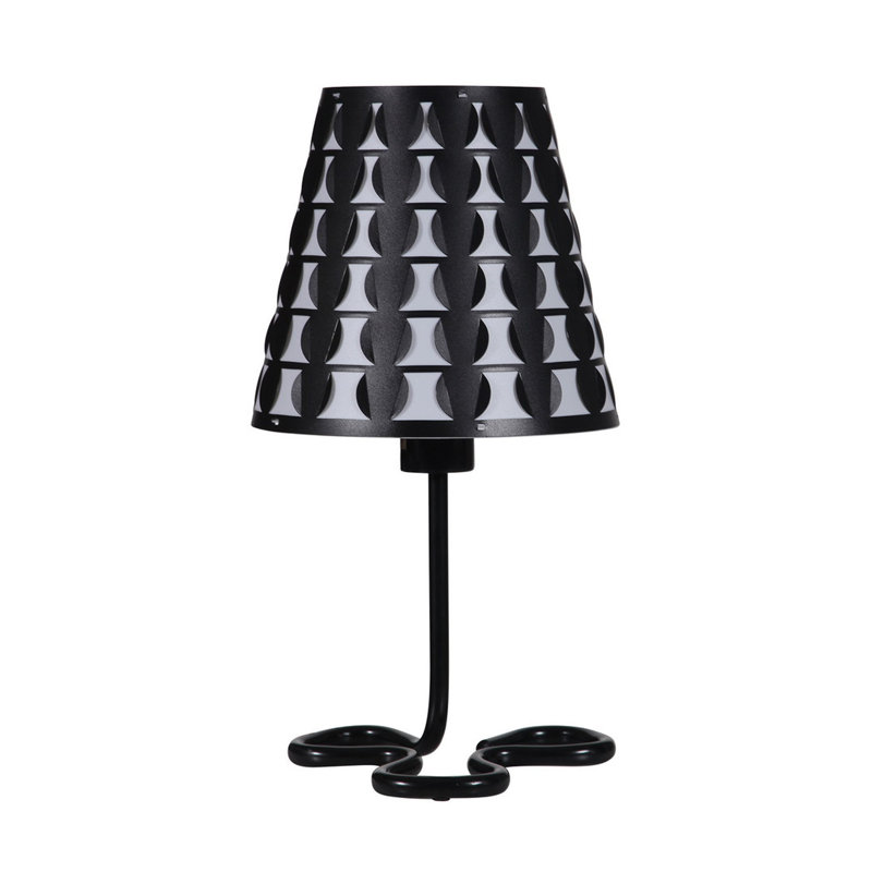 16" Traci Black Geometric Metal Table Lamp