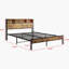 Queen Bed With Storage Headboard And 2 Ports - Black Modern Look Frame Bookcase Charging Capability-1157976314