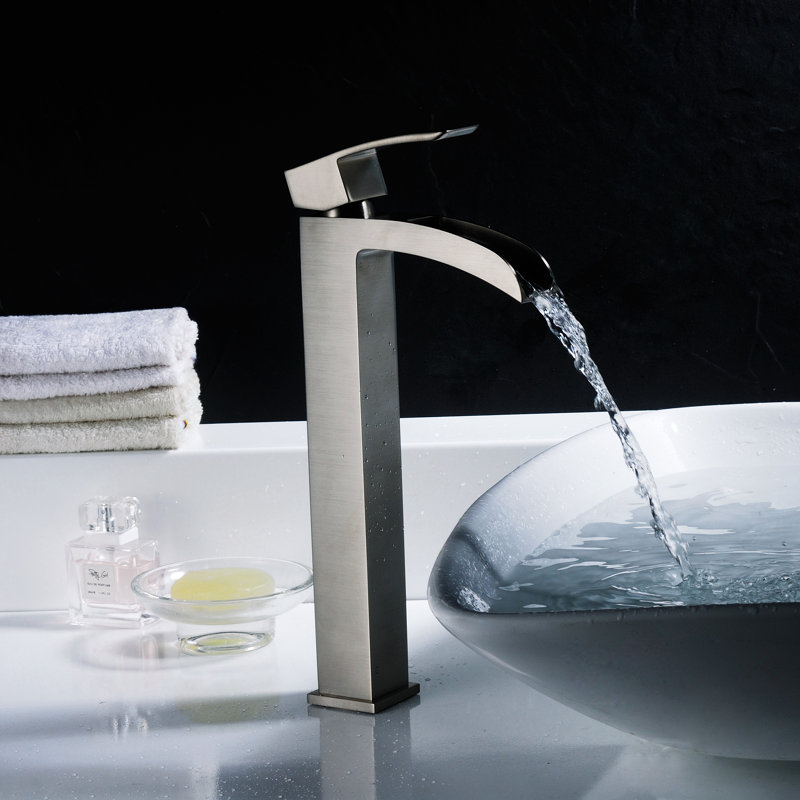 Key Vessel Sink Faucet Single-handle Bathroom Faucet, Brushed Nickel