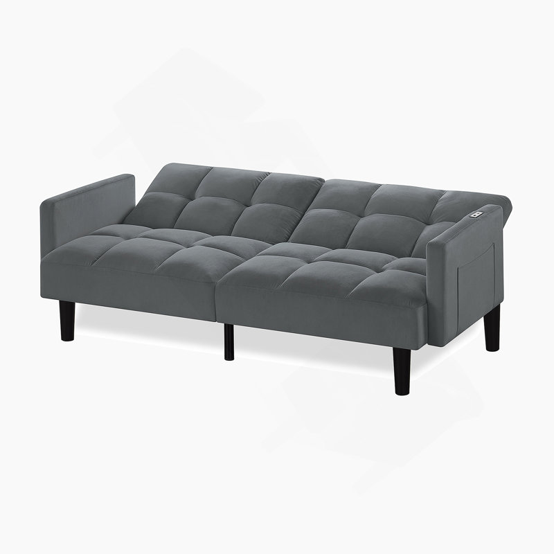 Canapé-lit rembourré et pliable rembourré pour appartement, Gris