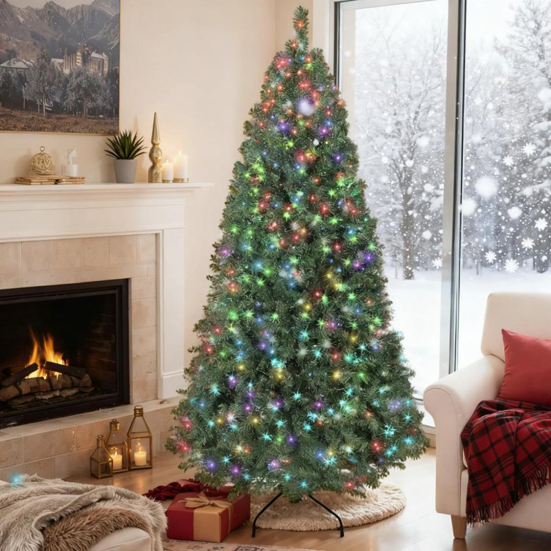 Crayon arbre de Noël artificiel avec branches colorées et lumières DEL | Idée de cadeau