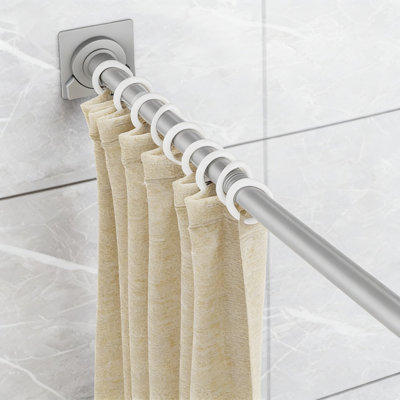 Tringle à rideau de douche à ressort en acier inoxydable - Installation réglable sans perçage, diamètre de 1 pouce, support robuste avec supports antidérapants