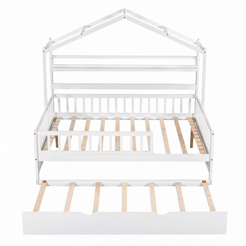 Lit en bois avec couchette et tablette, Double