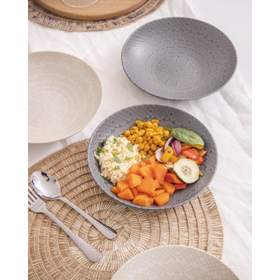 KitchenCraft Pasta Bowls in Gift Box, Lead-Free Glazed Stoneware - Embossed