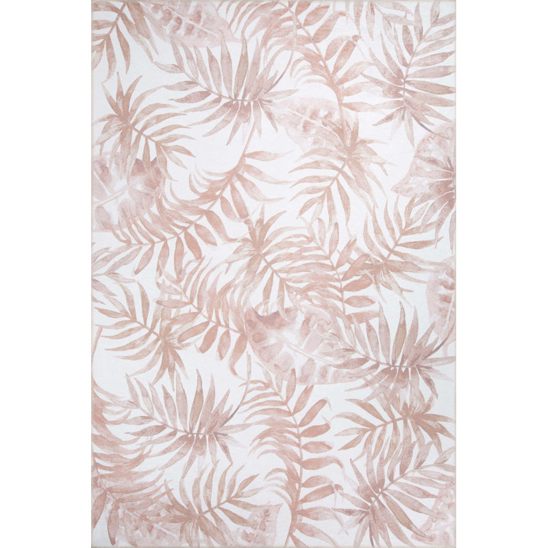 Tapis beige tissé à motif floral beige, Rectangle 3 pi 10 po x 5 pi 3 po