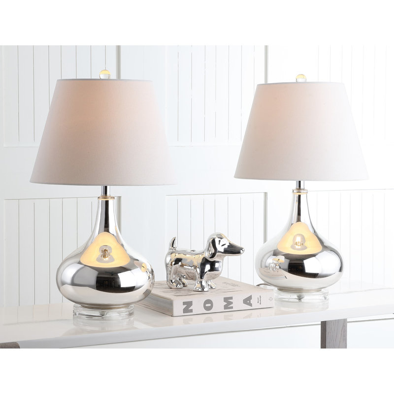Akeim Glass Table Lamp, Silver