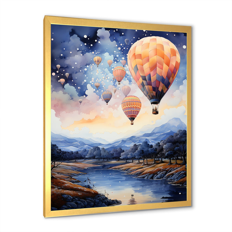 Vol en montgolfière fantastique haute aventure II, Cadre photo doré simple, H 20 po x l 12 po x P 1 po