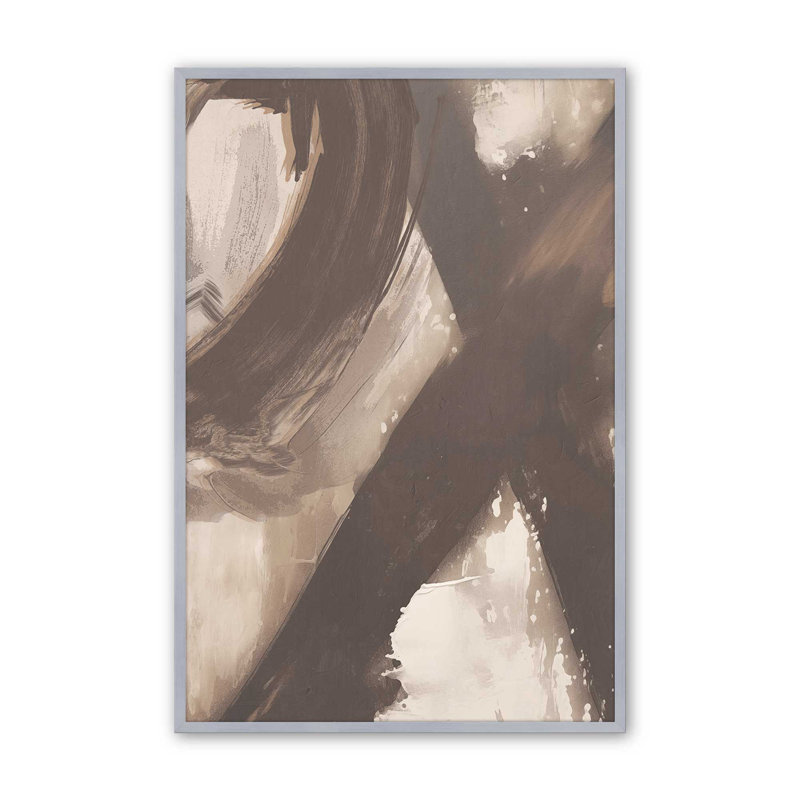 Tourbillon abstrait de Sienne II, H 25,25 po x l 19,25 po, Cadre simple en chrome poli poli