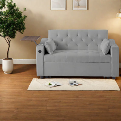 Contemporary Velvet Sofa Bed, Engineered Wood, Modern Living Room Essential
