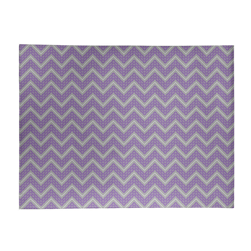 Tapis carré mauve/gris à chevrons à main, Rectangle 9 pi x 12 pi