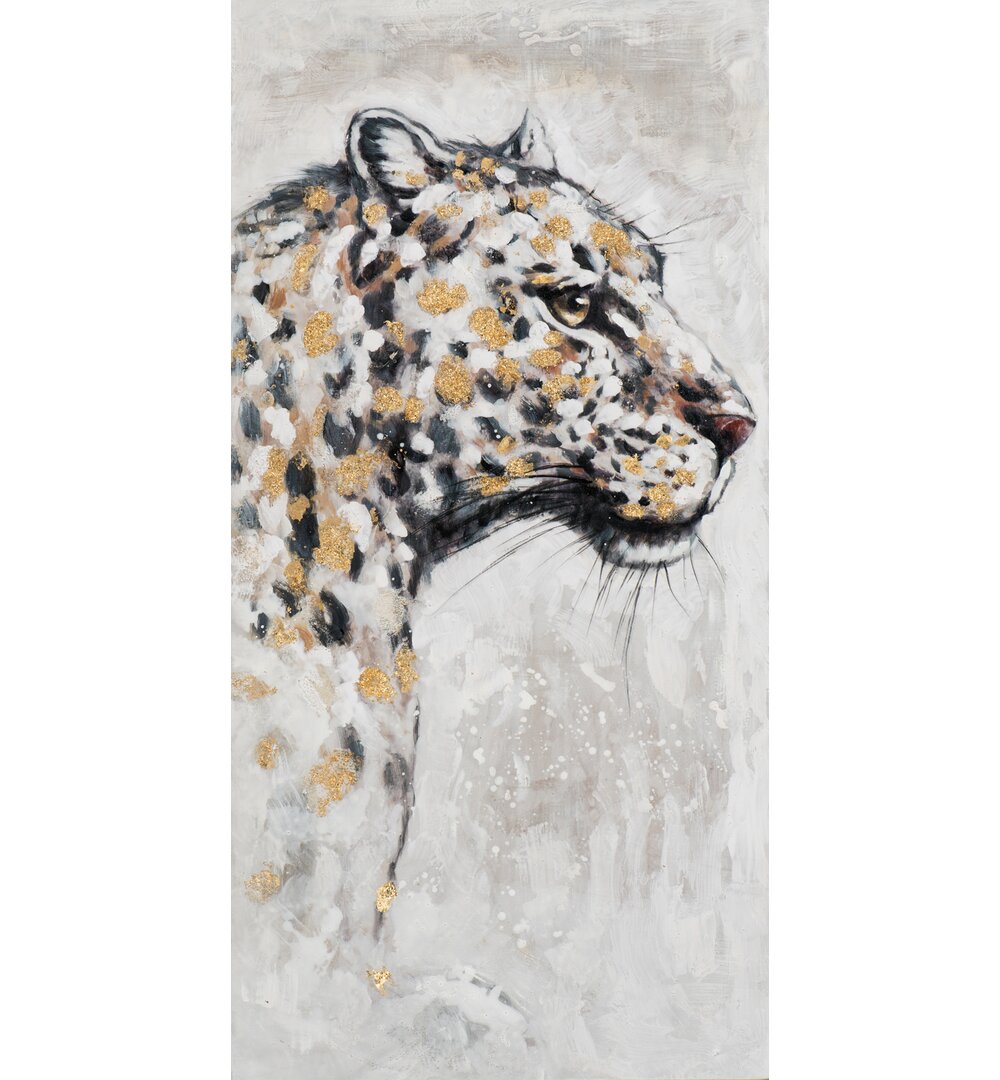 Leinwandbild Leopard mit Gold