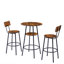 Ensemble de tabourets de bar ronds avec tablettes, tabouret avec dossier brun rustique, 23,6 po de diamètre x H 35,4 po