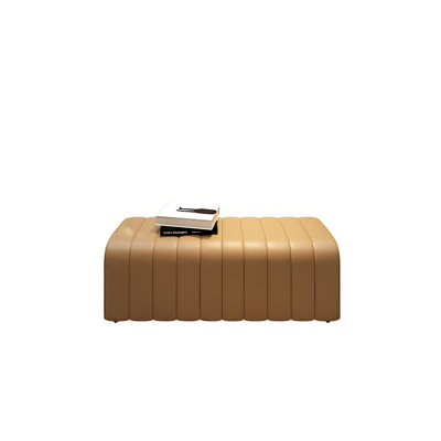 Banc de rangement rembourré en cuir de vache Silda