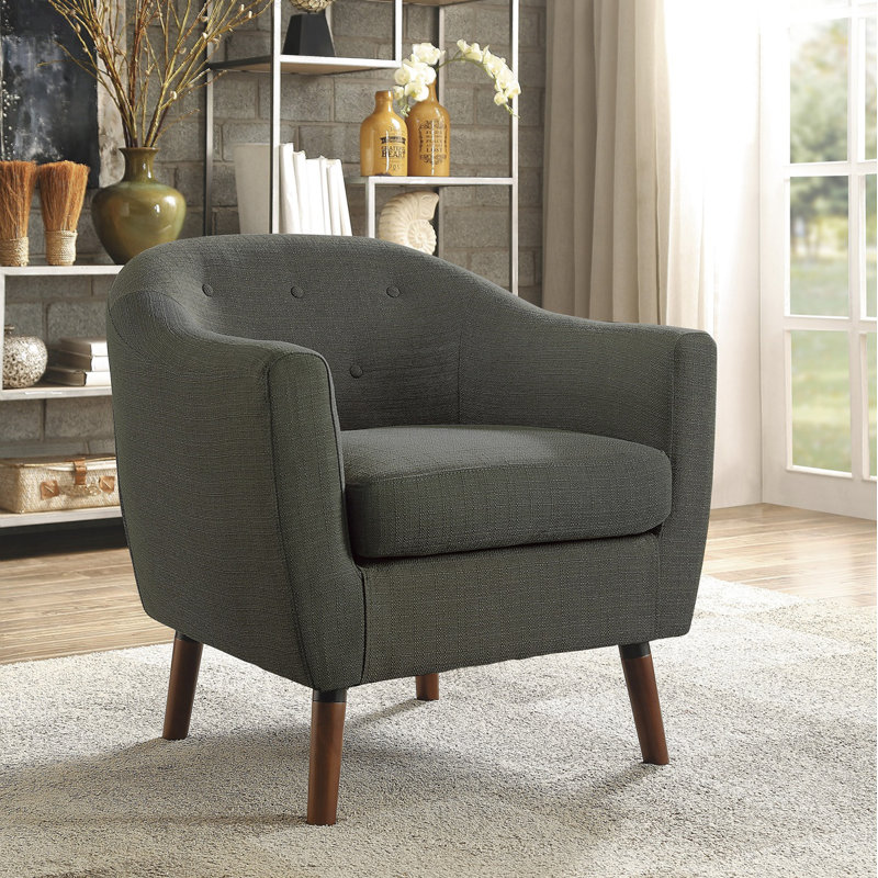 Chaise d'appoint rembourrée en tissu et pieds en bois massif capitonnés, Gris