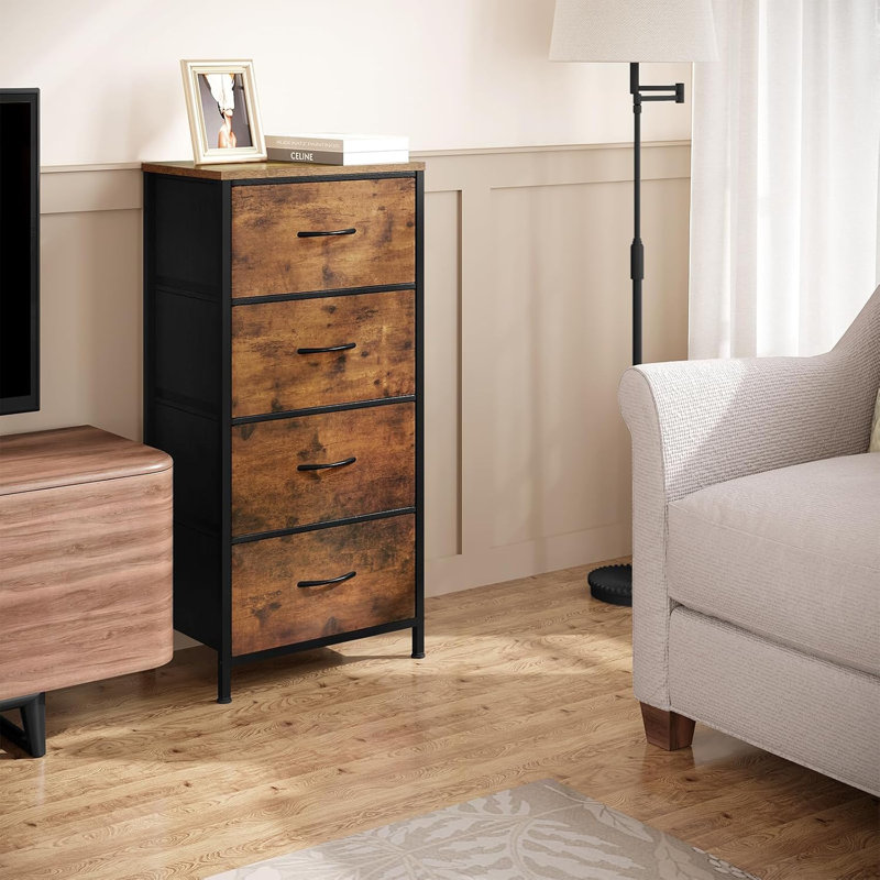 Ahilan 4 Drawer Storage Drawer, Brown/Black