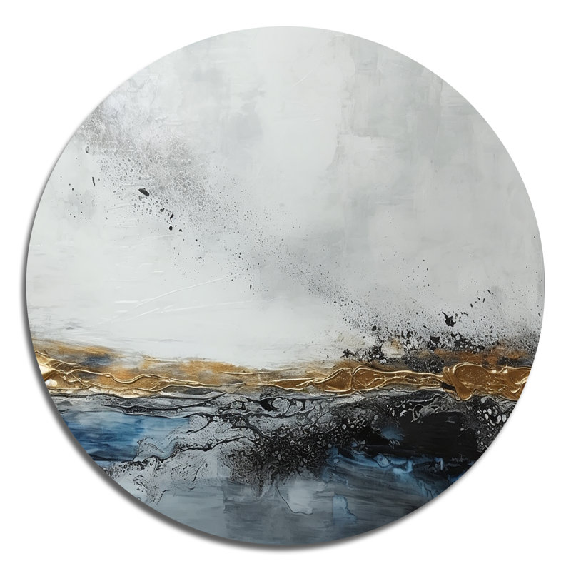 Art mural rond gris abstrait moderne abstrait V - marbre abstrait sur métal, H 36 po x l 36 po x P 1 po