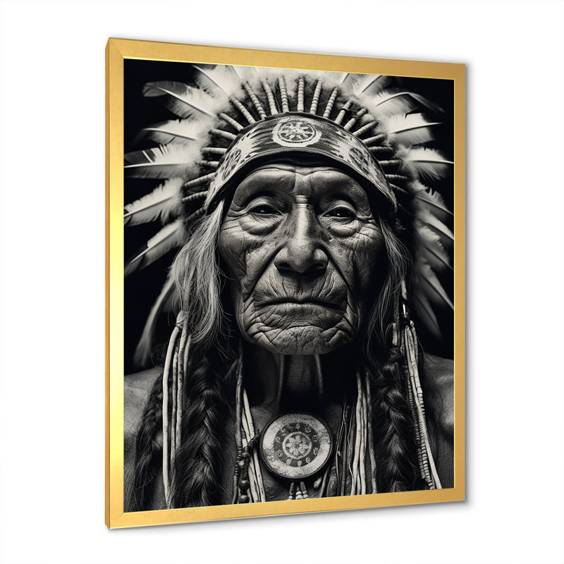 Sagesse amérindienne sur toile, Cadre doré simple, H 32 po x l 16 po x P 1 po