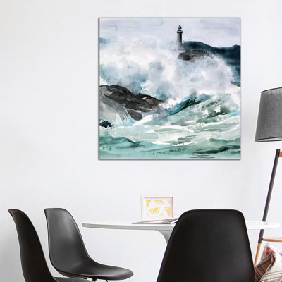 Lighthouse Waves II by Jennifer Paxton Parker - Wrapped Canvas Painting