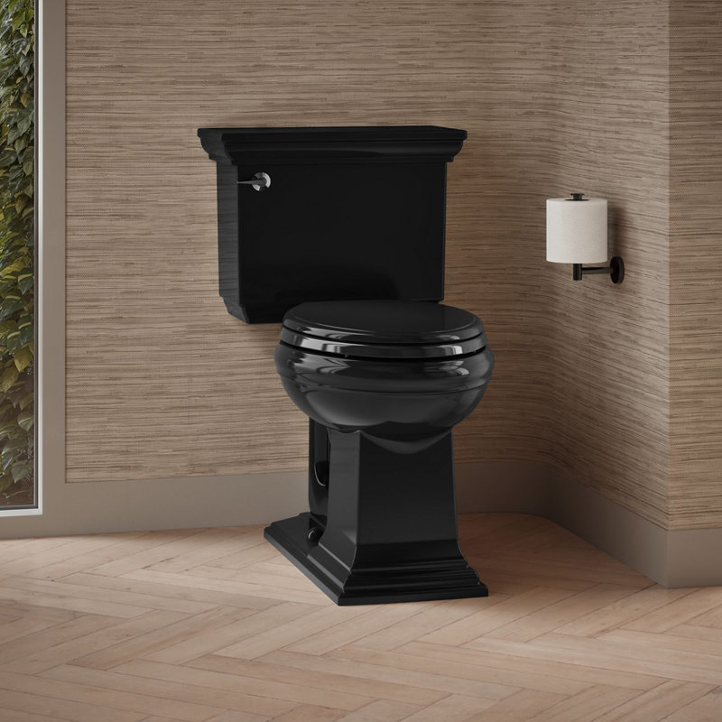 Memoirs® Stately Comfort Height 1.28 GPF Elongated Two-Piece Toilet, Black Black, Left-Hand