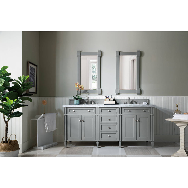 Brittany 72'' W Double Bathroom Vanity Base, Smokey Celadon
