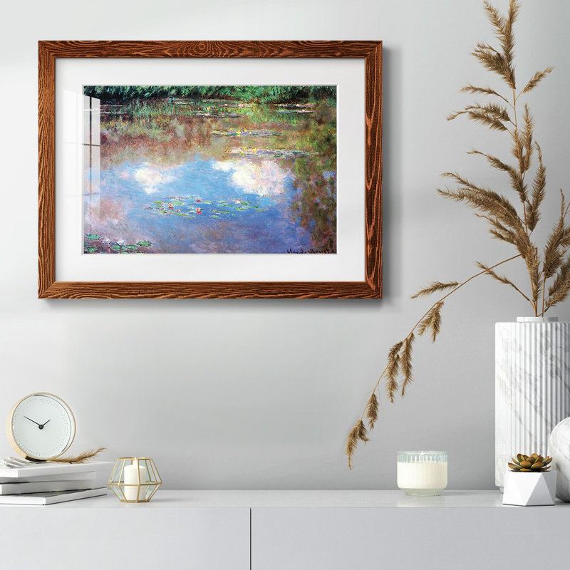 «Water Lily Pond # 4» par Monet, reproduction d'art encadrée, Érable
