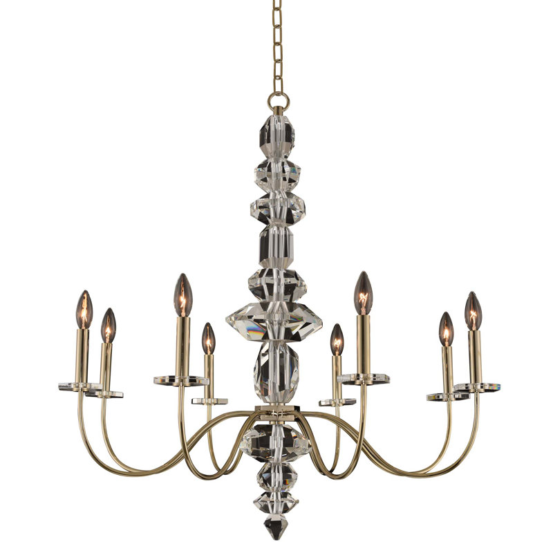 Champagne Gold Crystal 8-Light Modern Classic Chandelier