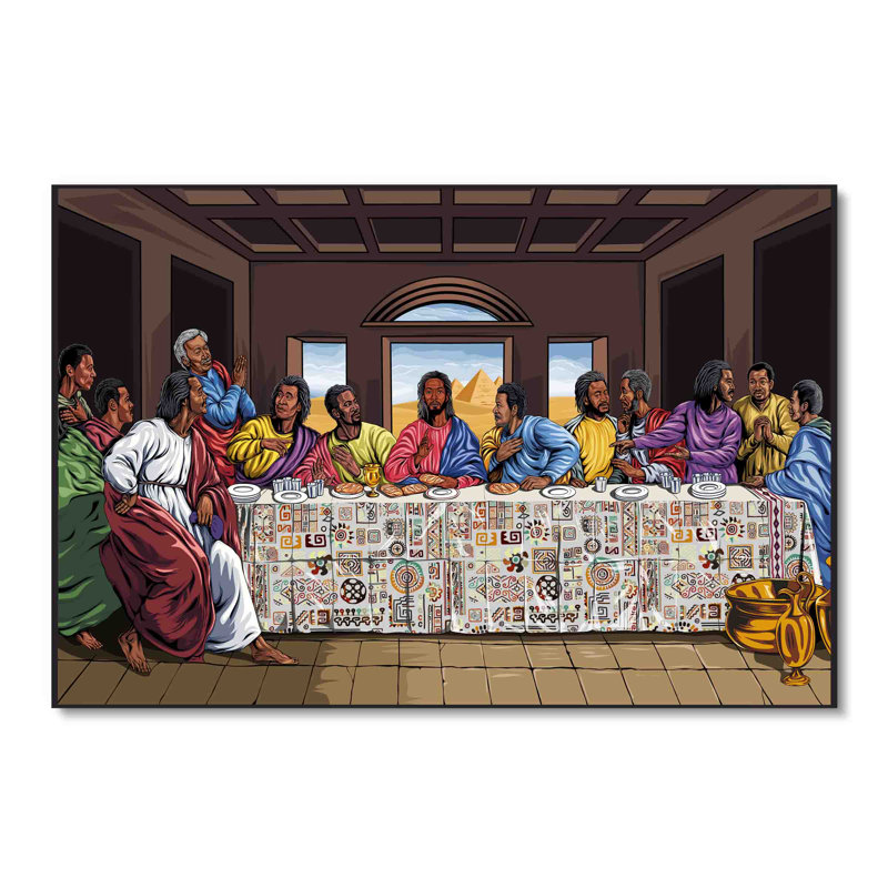 La Cène, art africain-américain, décoration religieuse, art mural acrylique, H 24 po x l 36 po x P 2 po, Unframed