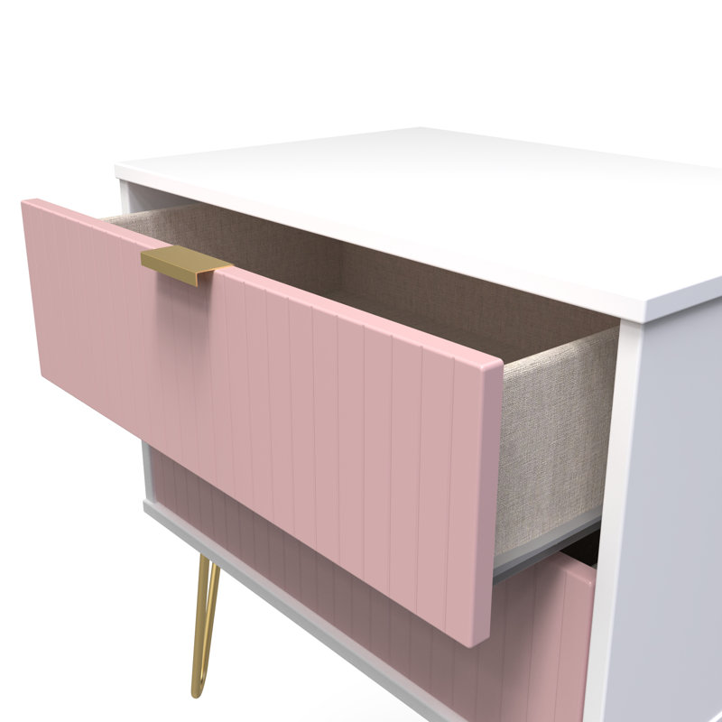 Beranda 58cm W Manufactured Wood Bedside Table, Kobe Pink/White