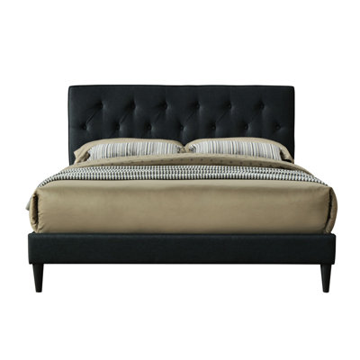 King Sized Bed In A Box With Benefit Feature - Headboard, Black Size Enabled Dark